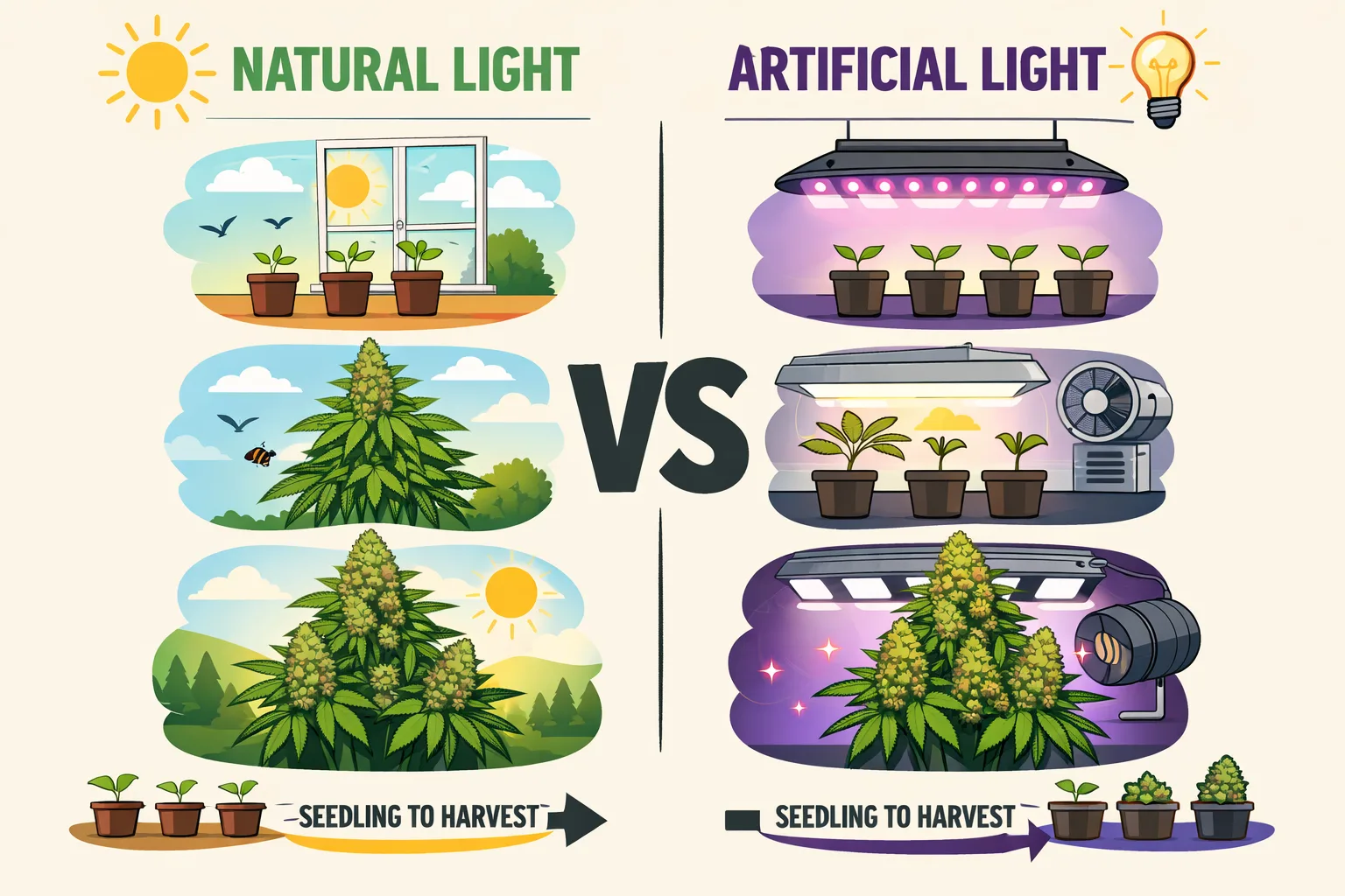Natural Light vs. Artificial Lighting: The Real Pros & Cons of Growing Cannabis From Seed to Harvest