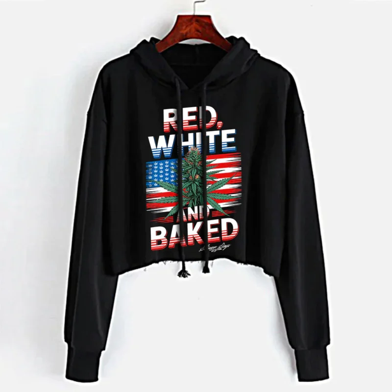 Red White and Baked Crop Top Hoodie