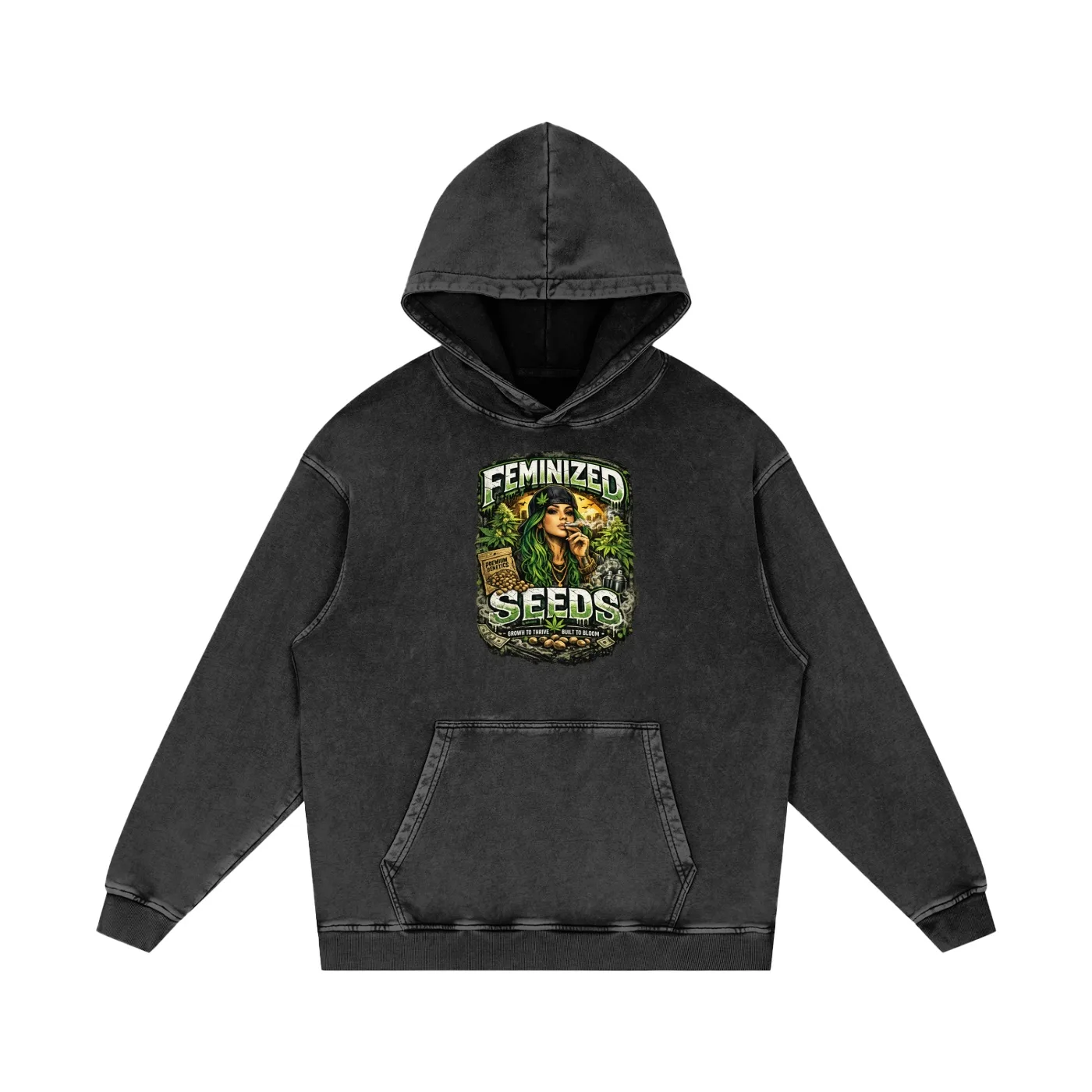 Feminized Seeds Snow Washed Hoodie 6 Feminized Seeds Black Hoodie