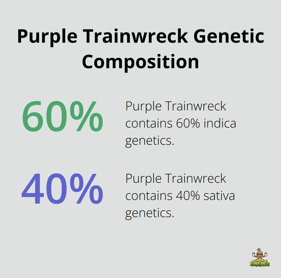 Pie chart showing Purple Trainwreck's genetic makeup: 60% indica and 40% sativa - purple trainwreck strain info